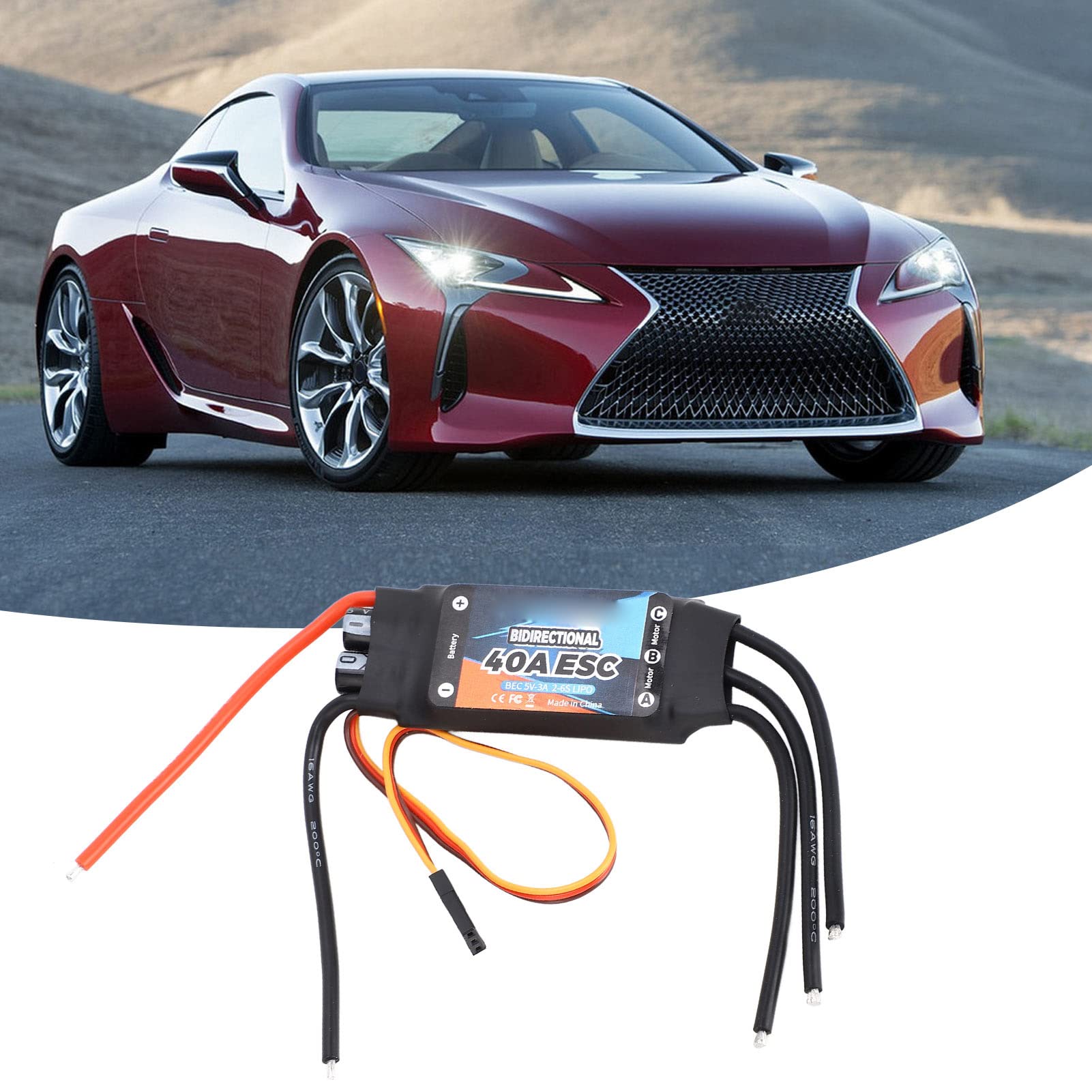 Bidirezionale 40A GTSKYTENRC Bidirezionale 40A Brushless ESC 5V 3A BEC Motore Brushless 2‑6S Regolatore di velocità Elettrico per RC Car Boat