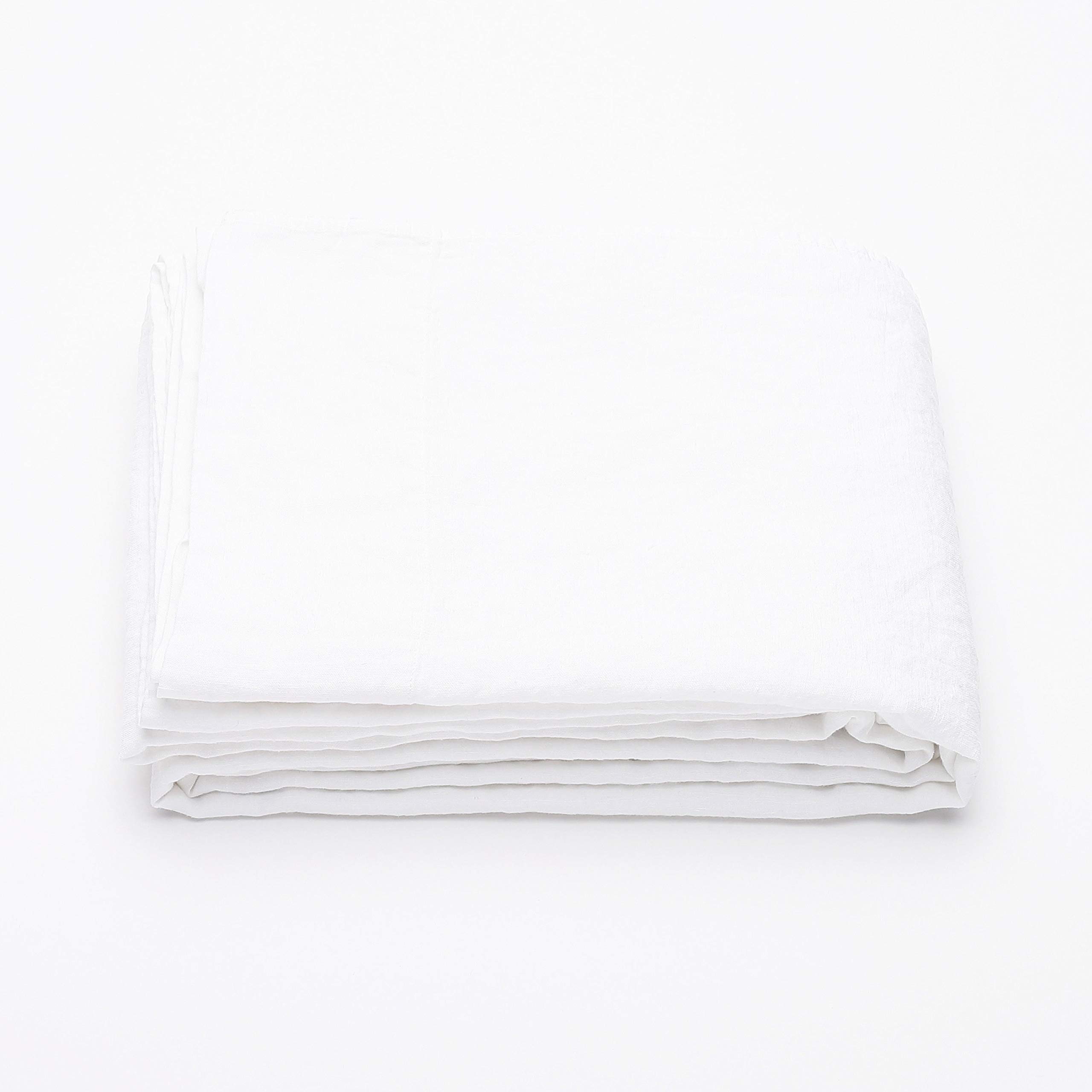 Drap en lin blanc lavé 275 x 295 cm pour une literie fraîche et élégante en été