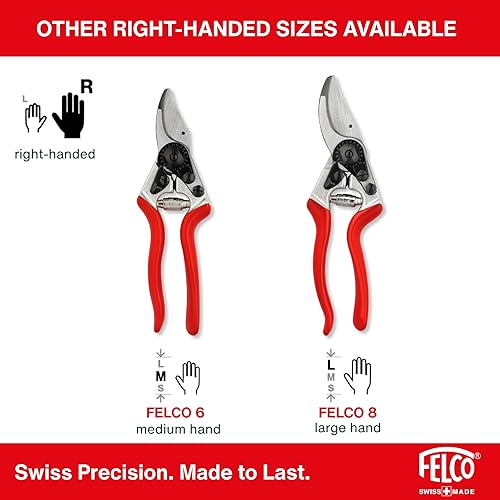 Miniatura 5 de Felco F 14 Tijeras de podar – Cortadoras de jardín de 7.1 pulgadas para manos pequeñas con hojas bypass y yunque Podadoras de mano para jardinería