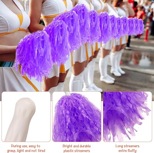 Vista 21 de Lenwen Paquete de 40 pompones de animadora de plástico con asas para adultos, rooters, equipo deportivo, fiesta de animación
