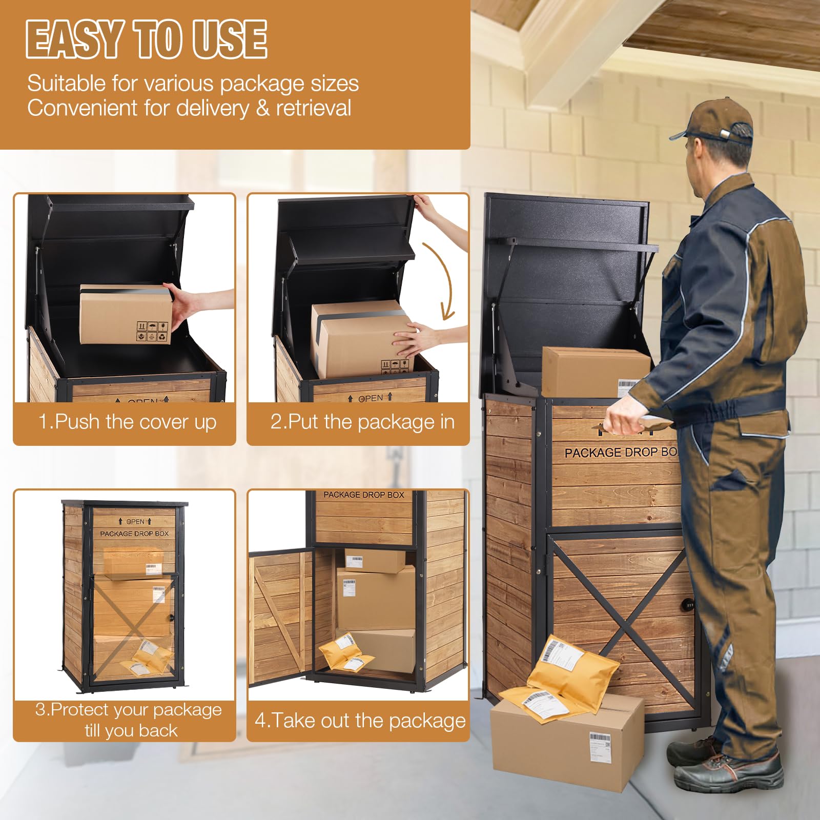 Parcel Lock Drop Box Package Drop Box Keter Delivery Lock Box For Porch - Secure Parcel Drop ...