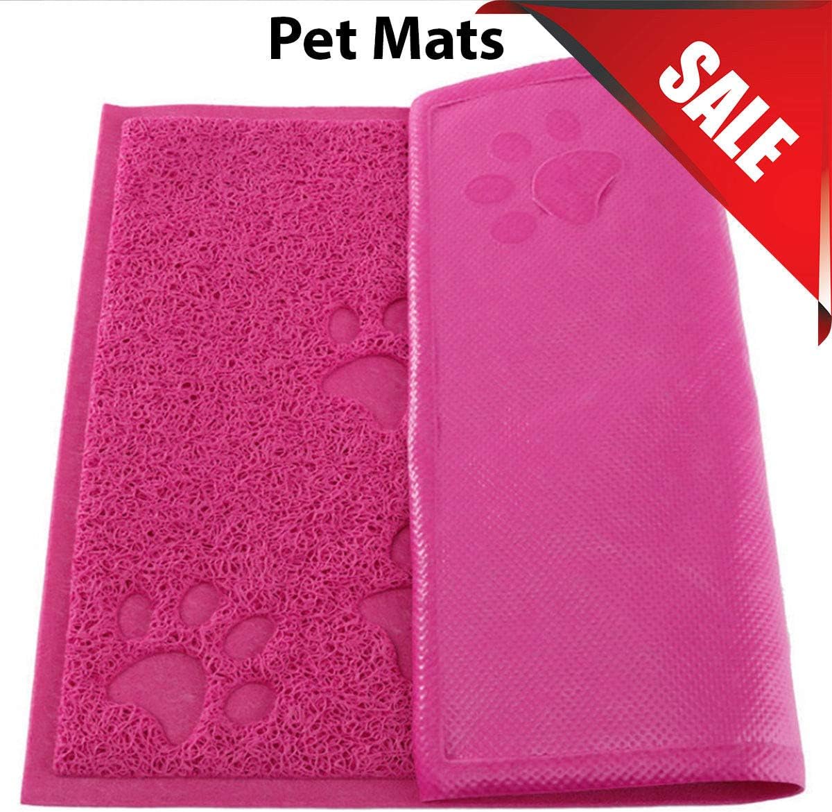 OPULSquare PVC Placemat Waterproof Dog Cat Food Mat Non Slip Dog Puppy Pet Cat Dish Bowl Food Water Mat Wipe Clean FDA Grade (PINK)