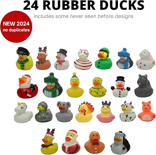 Miniatura 3 de 4E's Novelty Calendario de Adviento de Navidad 2024 para niños con patos de goma de Navidad para niños y niños pequeños, calendario de cuenta