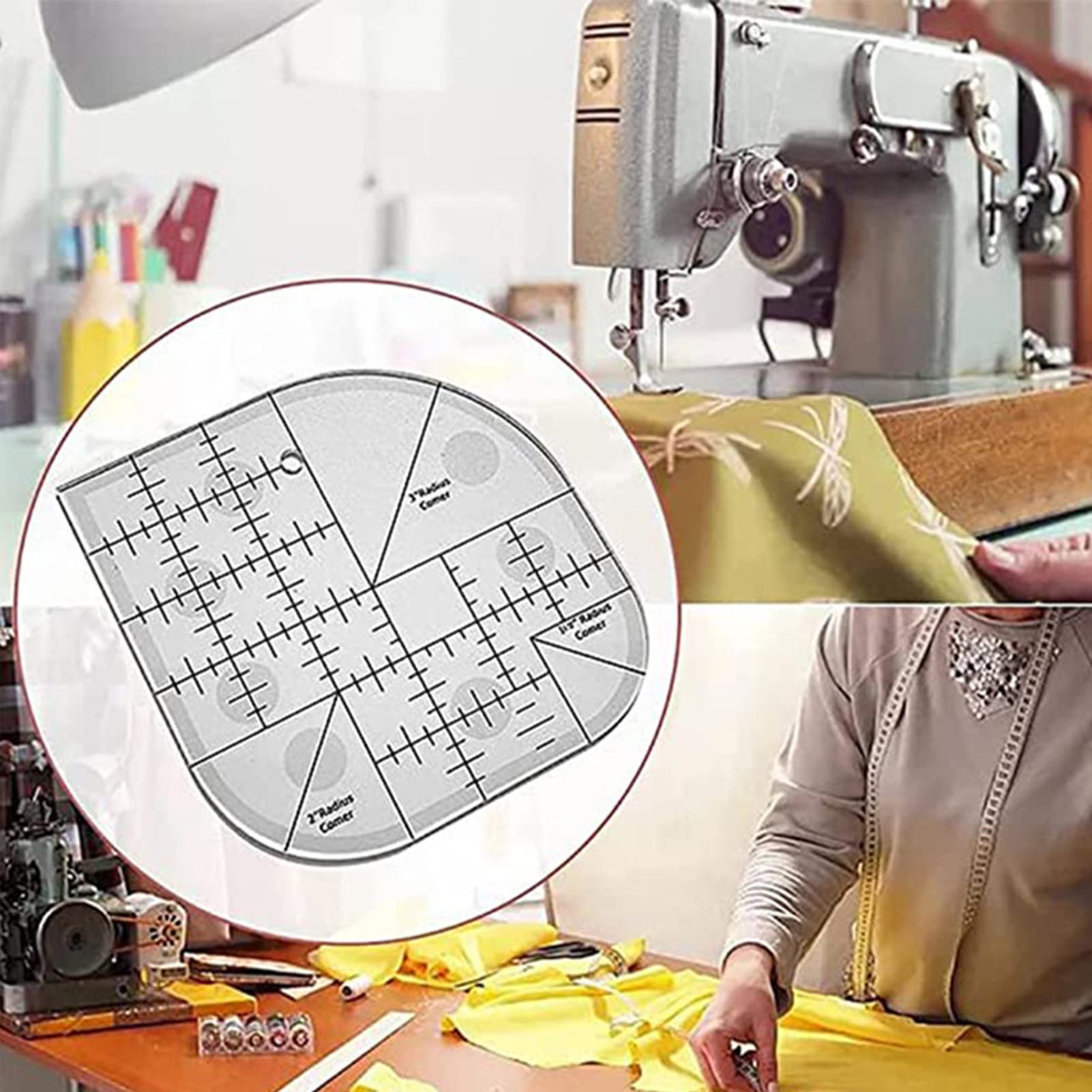 Règle De Couture Acrylique Avec Échelle 26x8 Cm - Lignes De Quadrillage Bicolores Couture