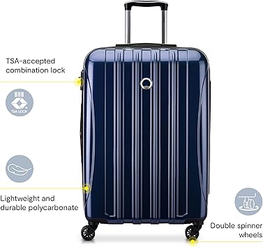 DELSEY PARIS Helium Aero Hardside Expandable Luggage with Spinner Wheels, Brushed Charcoal, Checked-Medium 24 Inch