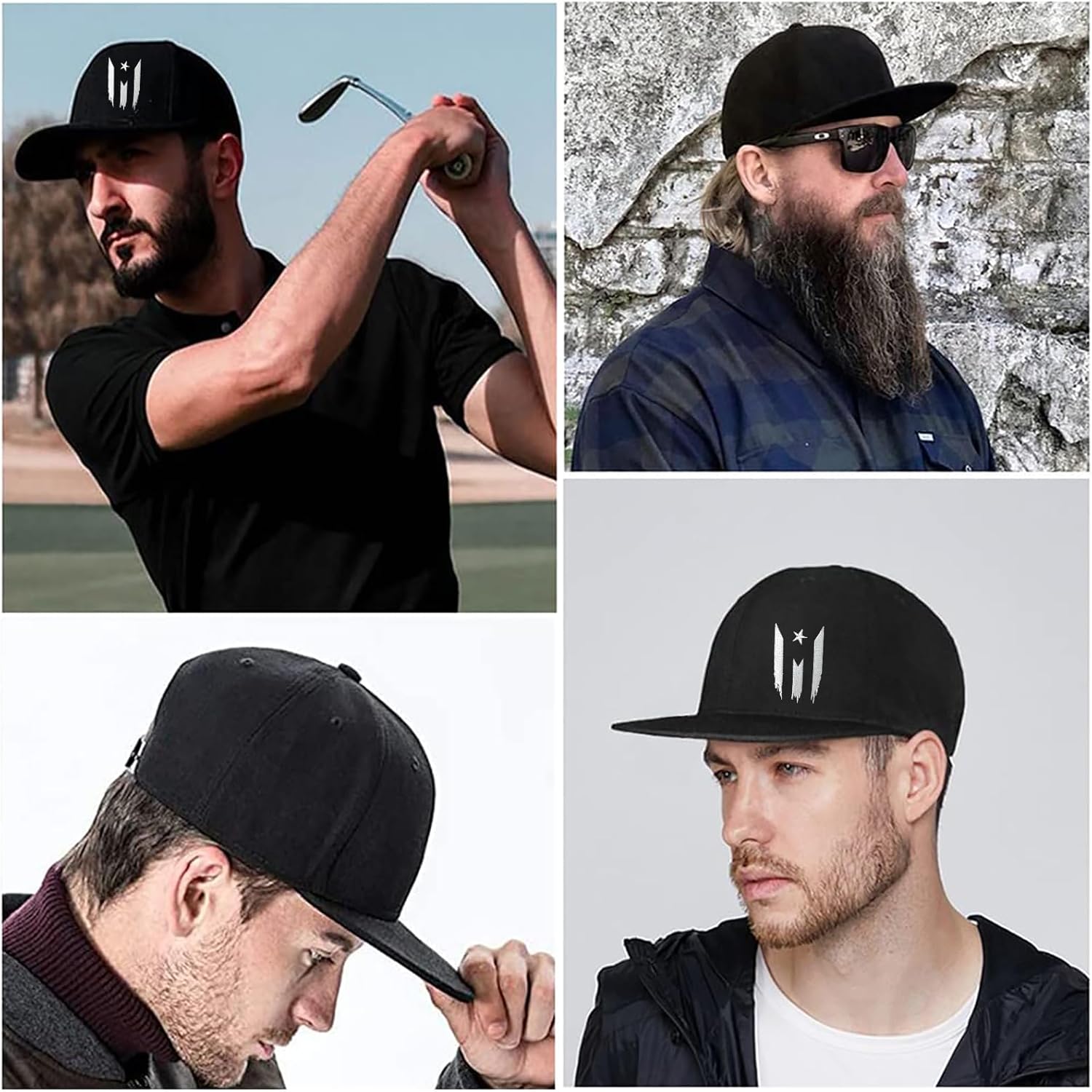 Embroidery Flat Bill Hats for Men Flat Brim Snapback Hats for Men Snap Back Mens Trucker Golf Hat - Image 5