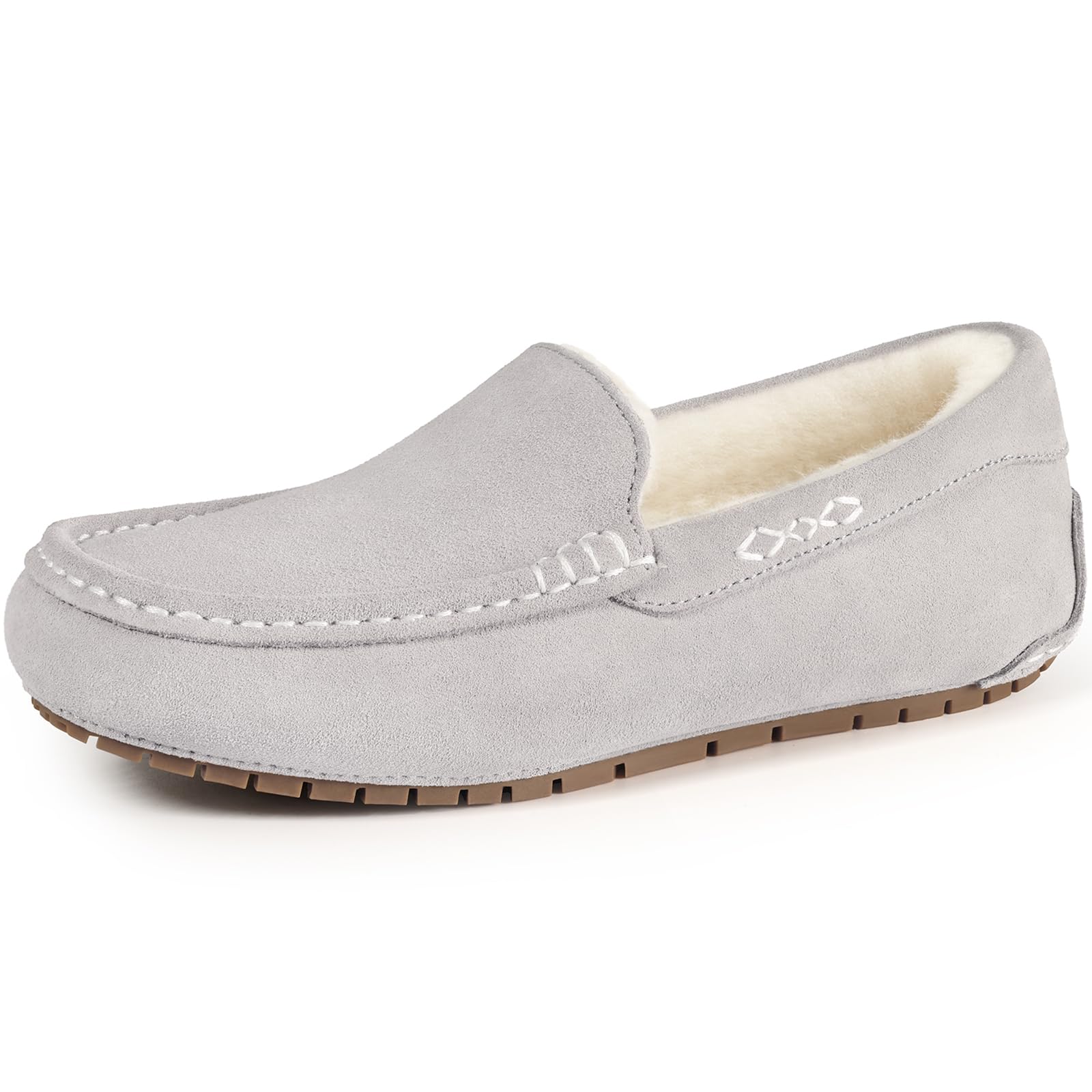 KIDMI Women's Genuine Suede Cozy Moccasin Slippers