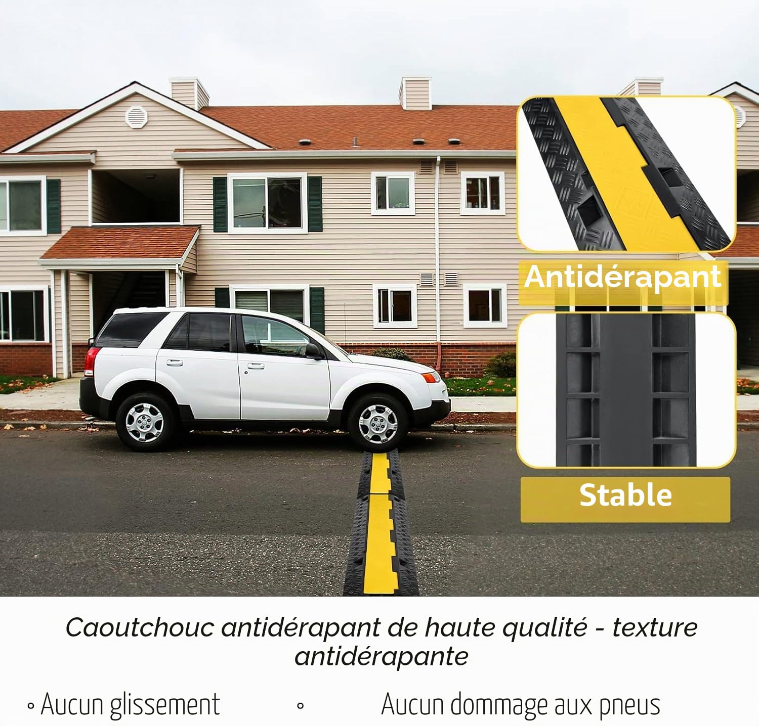FIVMEN Lot de 2 goulottes de câbles en caoutchouc - 100 x 24 x 5 cm - Protection contre les surcharges pour câbles avec design modulaire - Pour l'extérieur, le bureau, l'atelier, l'entrepôt