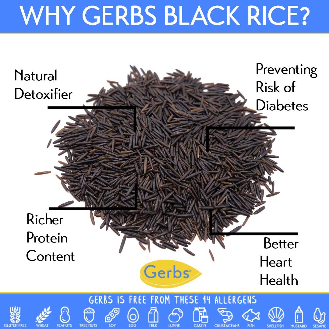 Gerbs Wild Black Rice 4 lbs. | No Artificial Additives, Resealable Bag | Naturally Nutty & Chewy | Top 14 Allergen-Free