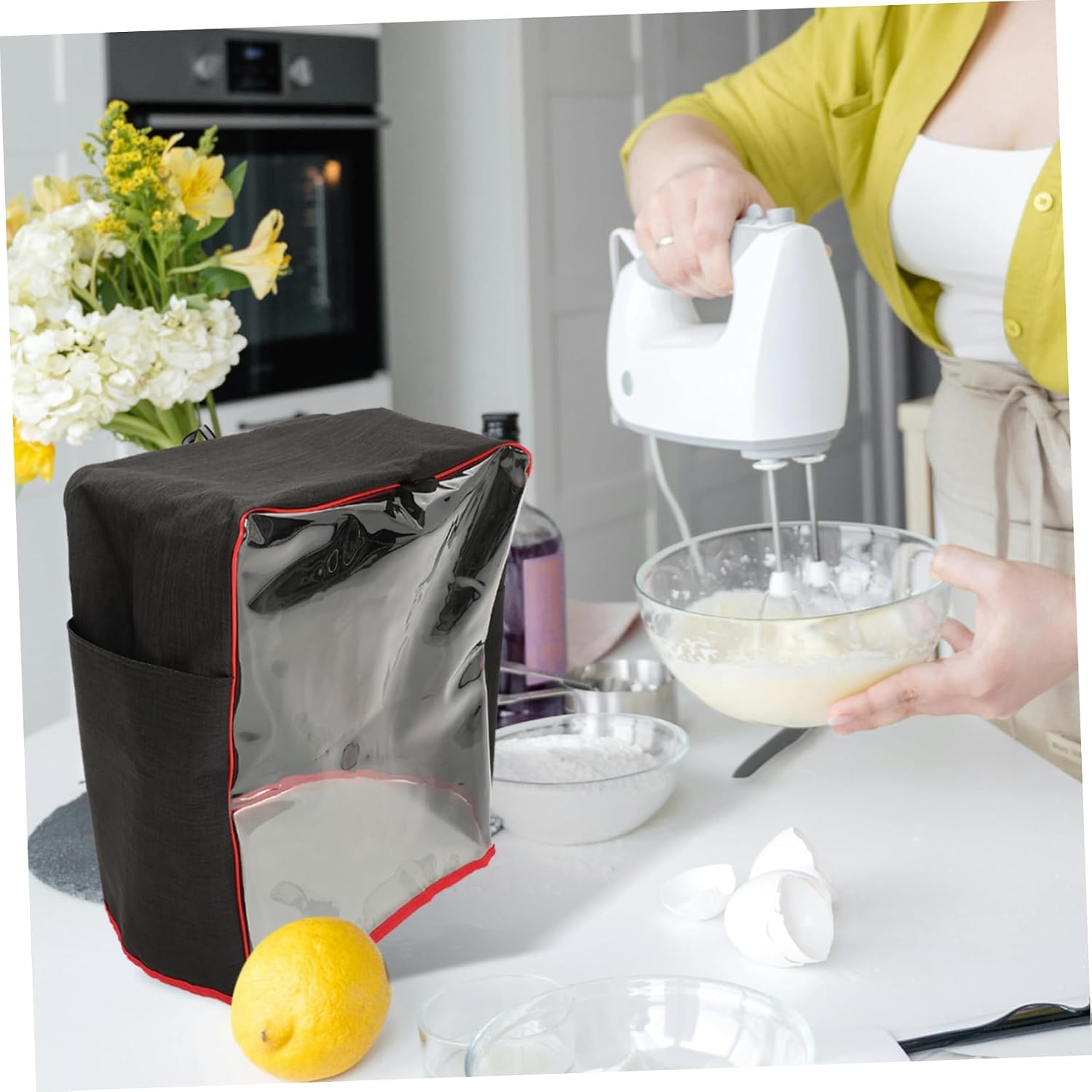Kitchen Stand Mixer Cover with Front Window Storage Pockets Oxford Tpu Material Easy Resistant