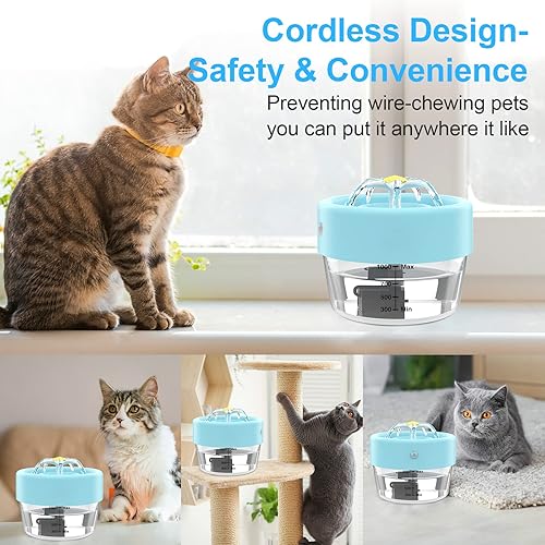 Miniatura 5 de Fuente de agua para mascotas, fuente de agua para gatos a pilas, fuente de agua automática para gatos con sensor de movimiento, dispensador de agua