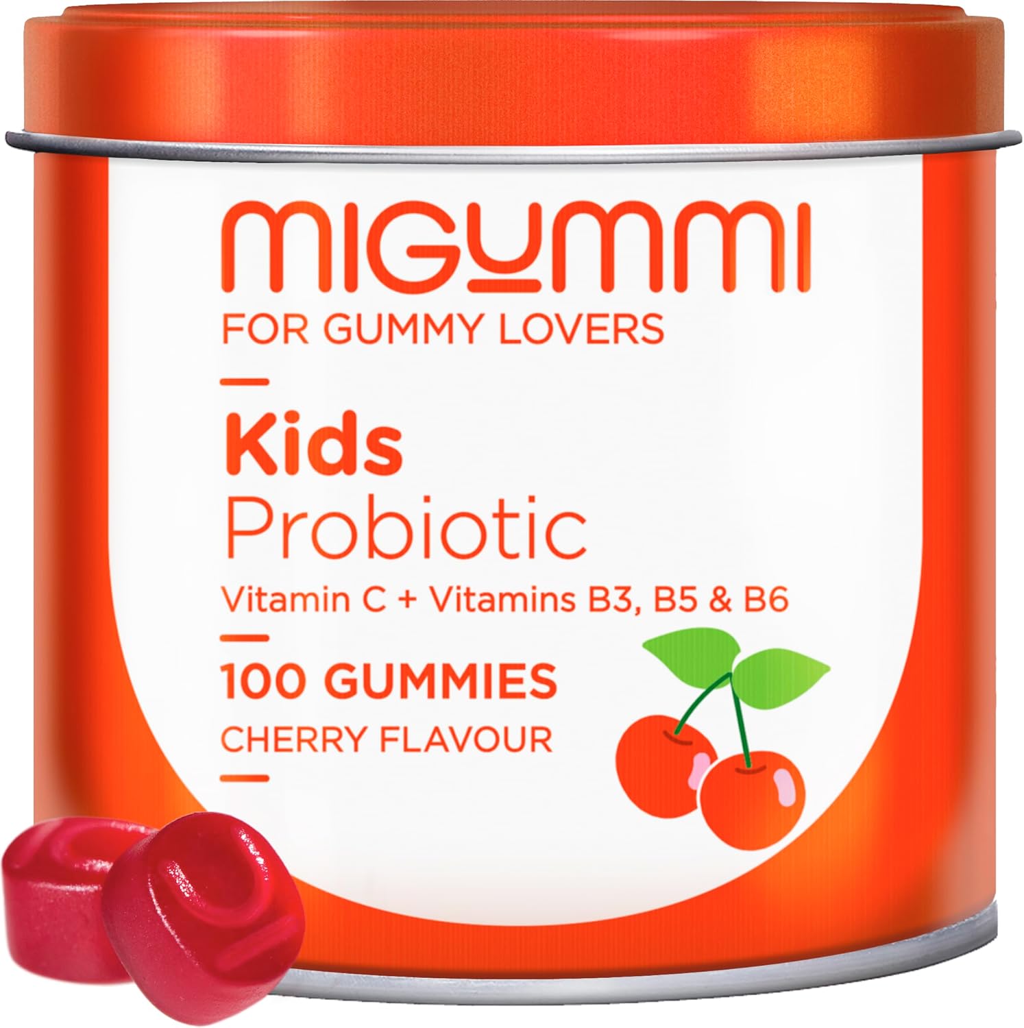 Probiotic Gummies Kids – 100 Gummies natuurlijke kersensmaak – Probiotica, vitamine C, B3, B5 en B6 – Intestinale flora, gas en een opgeblazen gevoel – Vitaminen kinderen – Veganistisch – Glutenvrij