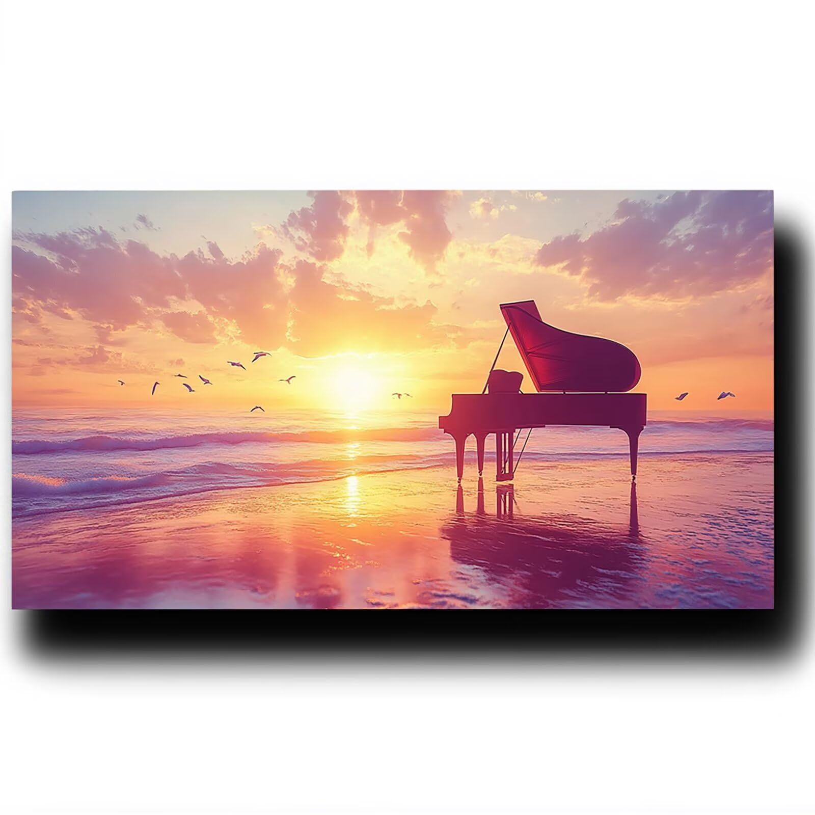 Peinture par numéro Plage De Sable - Peinture par numéro Adultes - Peinture Numero Piano sur Toile 70X140cm à l'aide de Trois Sortes Pinceaux et de Peinture Acryliques, Loisirs CréAtifs Adultes 6w-9-2