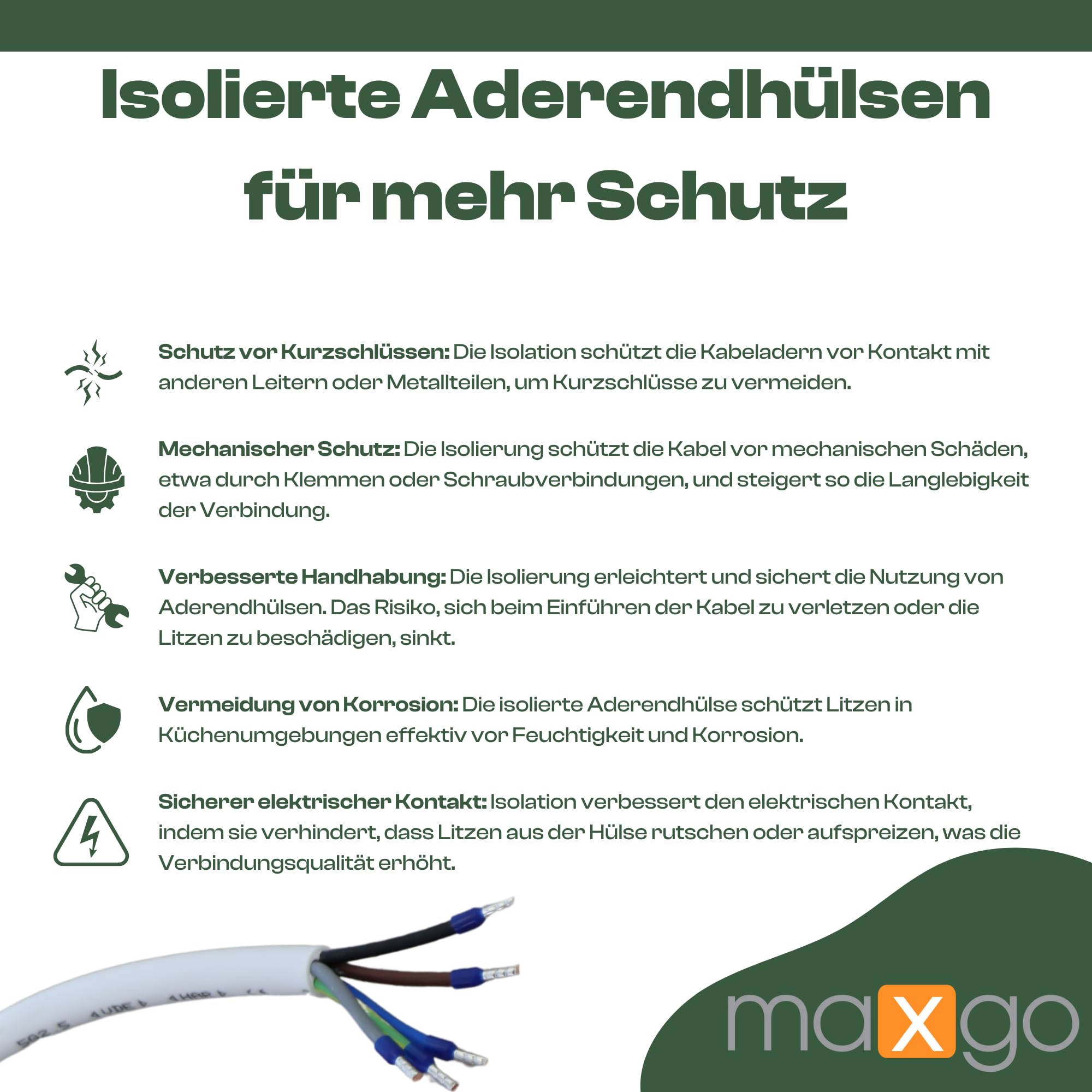 Herdanschlusskabel 2m H05VV-F 5x2,5 Kabel Herd Anschlußkabel Anschluss-Set für Backöfen & Herde Herdanschlussleitung Mantelleitung Backofen Anschlusskabel Herdanschlußkabel