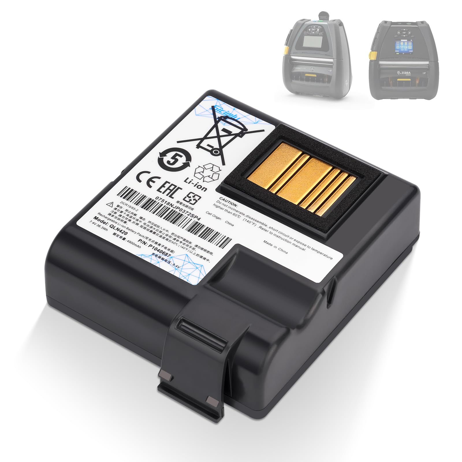 Sicimly for Zebra QLN420 ZQ630 Printer Battery,Compatible with Label Printer QLN420 ZQ630 ZQ630 Plus,ZQ63-AUWA000-00 ZQ63-ACFAC10-00,P1040687 P1050667