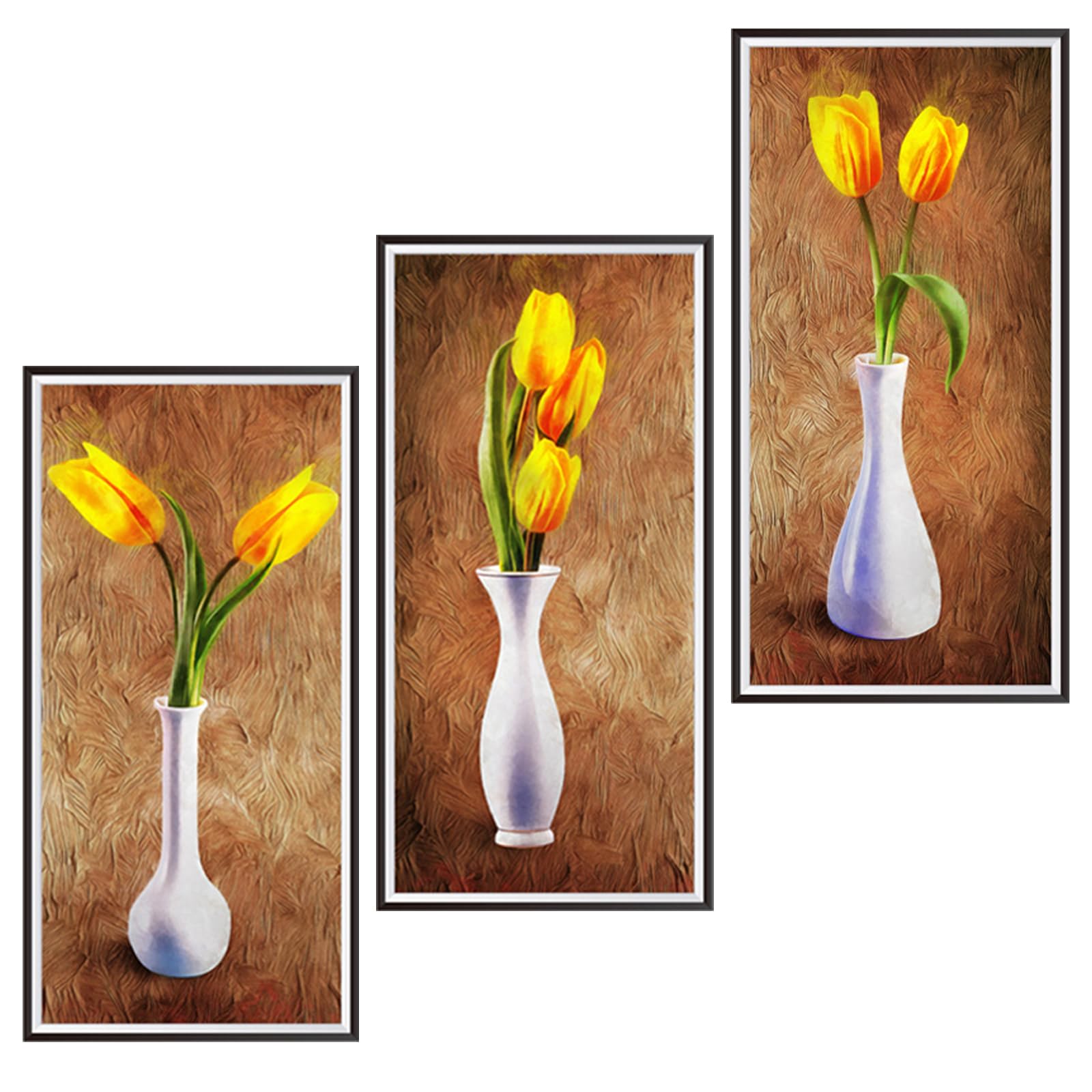 3 sztuki tatuaży ścienne do salonu, wazony 3D, naklejki do ścian, wazon, tulipany, zielone rośliny, dekoracja ścienna (30 x 60 cm)