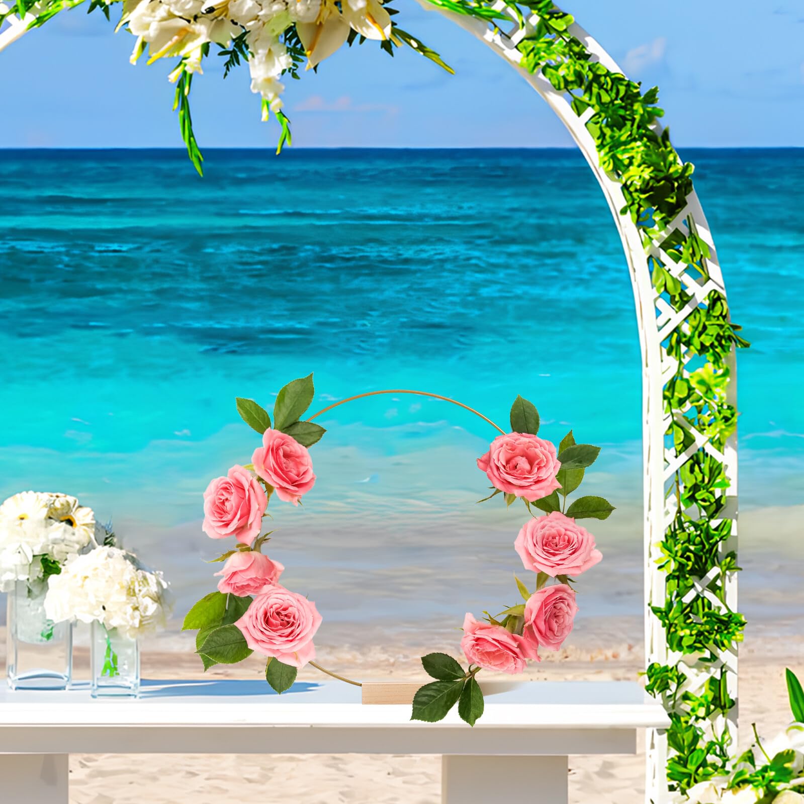 Healifty Aros de Macramé para Manualidades 30 Cm con Base de Madera y Metal, 10 Piezas, Anillos Artesanales para Centro de Mesa, Decoración de Bodas y Eventos