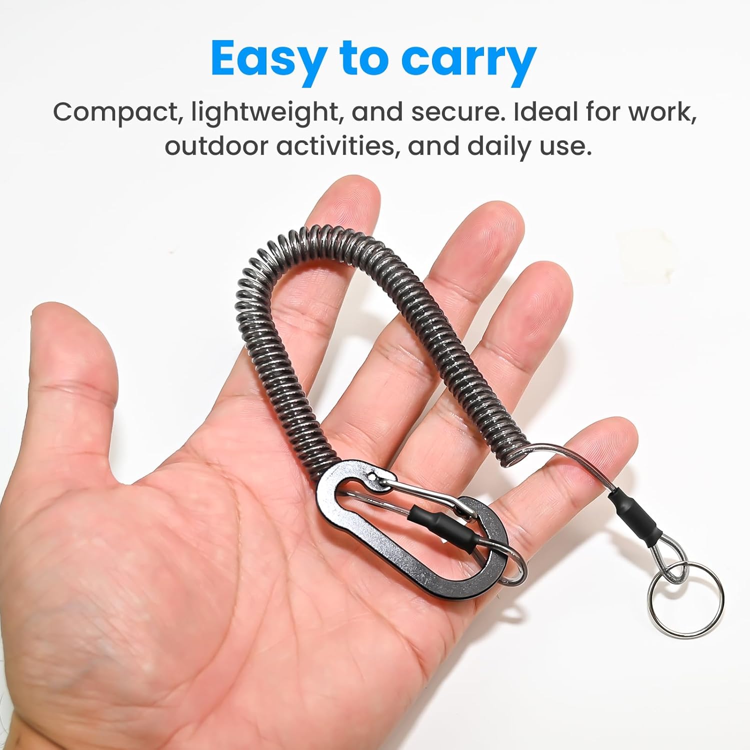 Retractable Safety Lanyards Coiled Lanyard with Aluminum Hook and Quick Release Buckle Lanyard Safe Tool for Fishing Kayaking Keys - Image 4