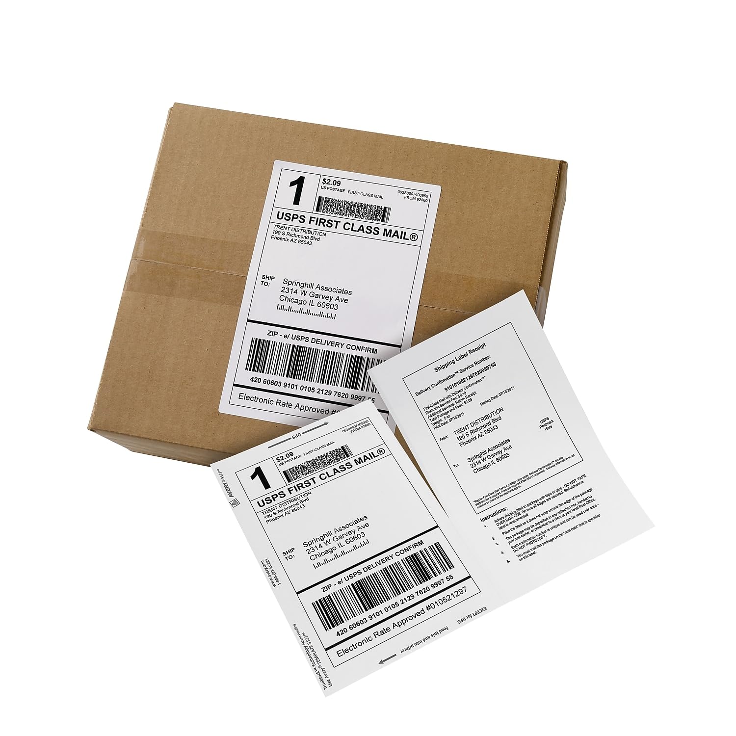 Ave5127 – Avery Étiquettes d'expédition avec papier reçus