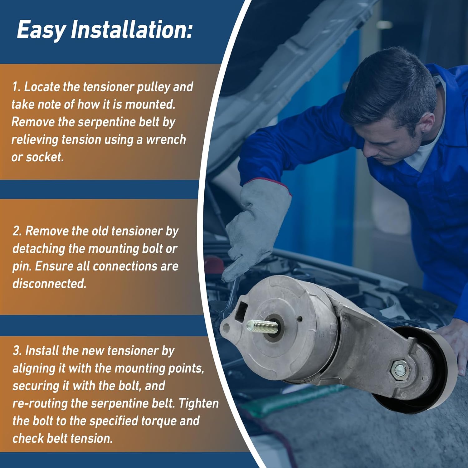 Drive Belt Tensioner with Pulley Assembly for Acura MDX 2003-2013 Honda Accord 2003-2012 -OE ‎38332 04317RCA305 31170RCAA01 31170RCAA02