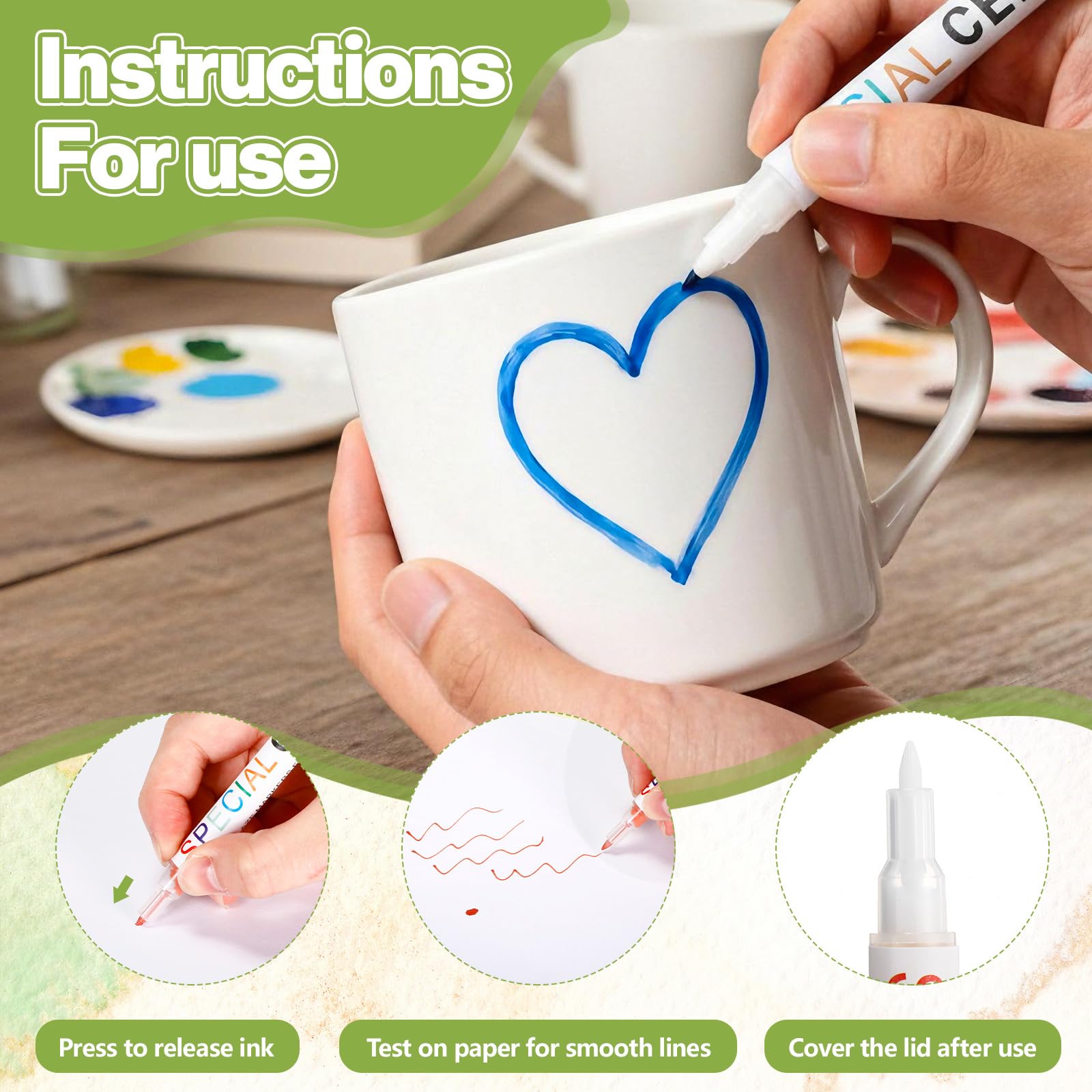 Amazon.com: Marspark 10 Pcs Underglaze Colored Pen for Pottery