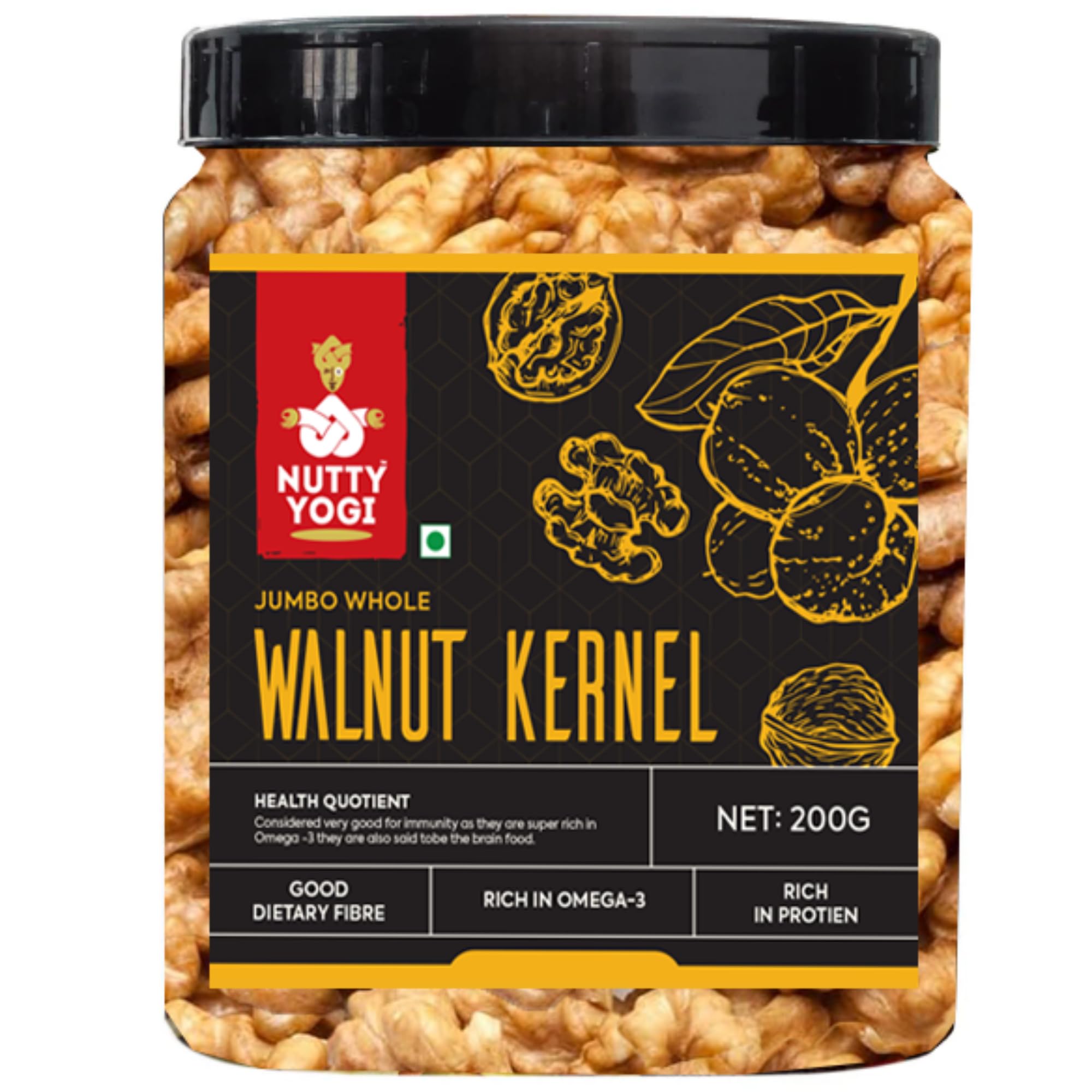 Nutty Yogi Walnuts Jar 200g| Premium Akrot Giri | Rich in Protein & Iron | Low Calorie Nut | 0g Trans Fat & Cholesterol Free (B0D6Z4P196) Amazon Price History, Amazon Price Tracker