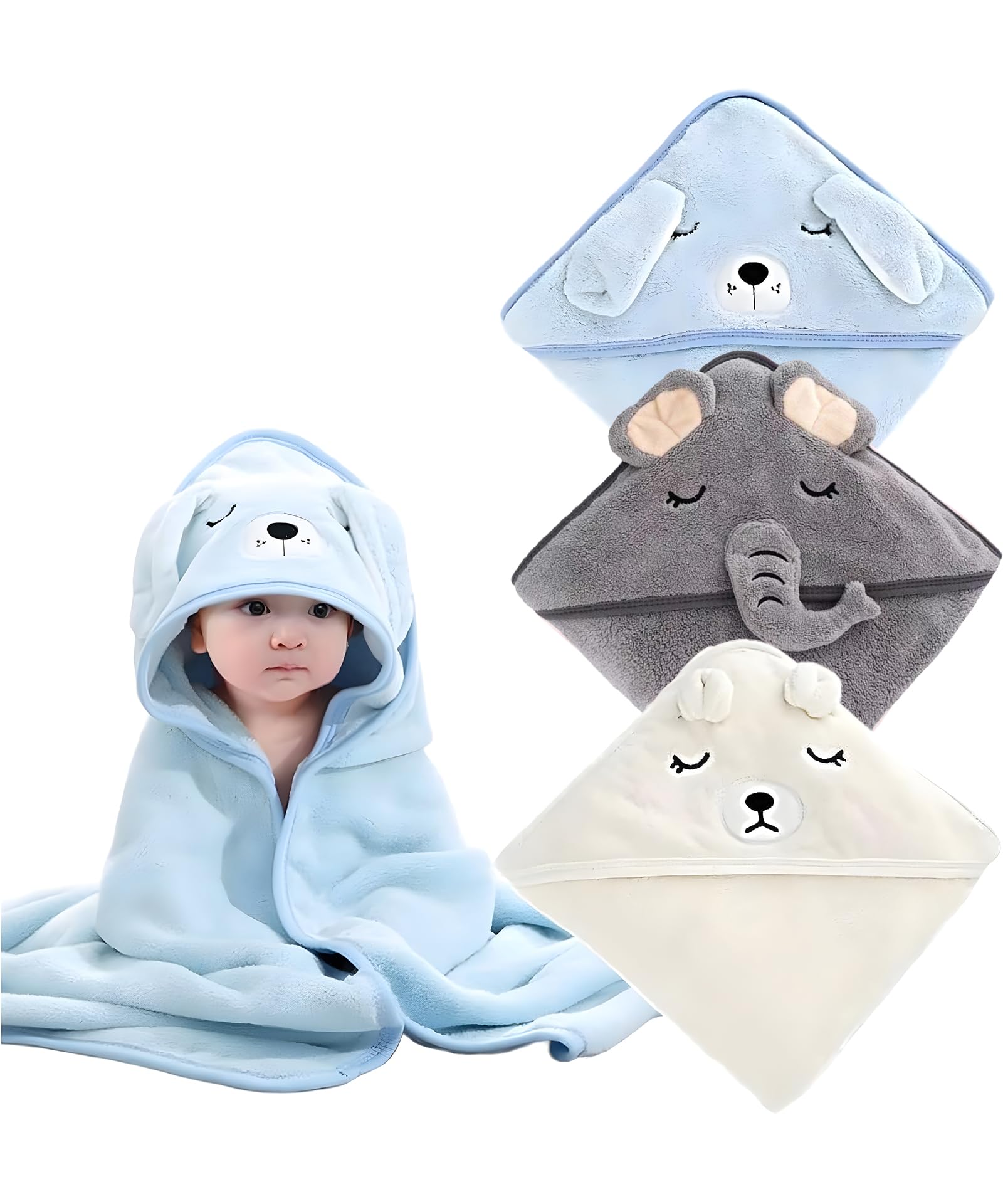 3 Asciugamani Con Cappuccio, Per Bambini, Con Cappuccio, Per Bambini, Con Cappuccio, Assorbente, Unisex, 80 X 80 Cm