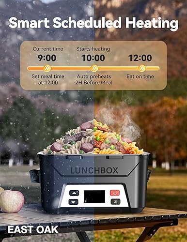 Miniatura 3 de EAST OAK Fiambrera recargable autocalentable, 5.5 tazas, lonchera eléctrica inalámbrica con calefacción automática, incluye tenedor, cuchara y bolsa