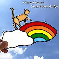 Vista 2 de Regalos de decoración de gato naranja para amantes de los gatos, colgantes de vitrales para ventana, regalos conmemorativos de gatos para mascotas