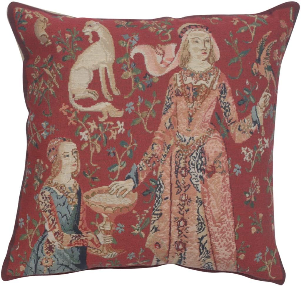 Licorne Gout Belgian Tapestry Cushion - 17 in. x 17 in. Cotton by Charlotte Home Furnishings