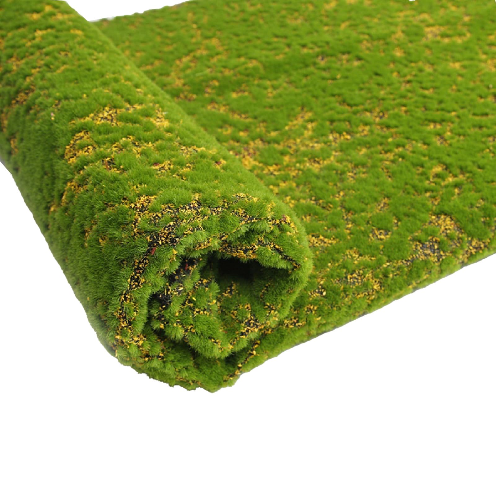 Porceosy Foldable Natural Green Faux Moss Grass Mat Table Runner, Artificial Fake Grass Pad for Living Room Indoor Planters DIY Crafts, Table Centerpieces Fairy Garden Wedding Decor Yellow Dot*