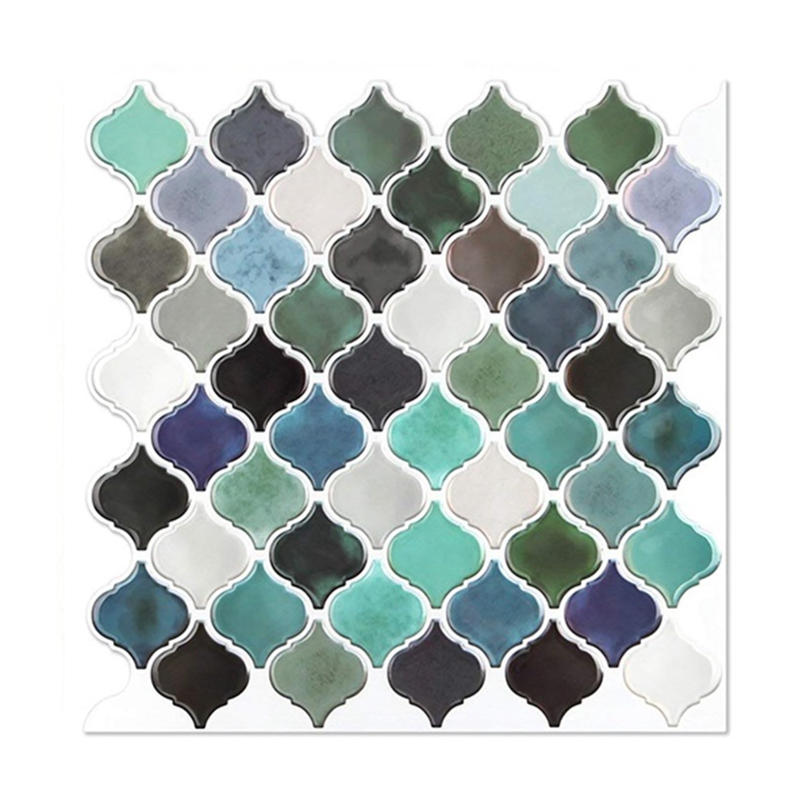 Mosaic Marble Effect Tile Stickers, Mosaic Tile Stickers Self Glue Decor Sticker Peel and Stick Lantern Wall Tiles(Color 2)
