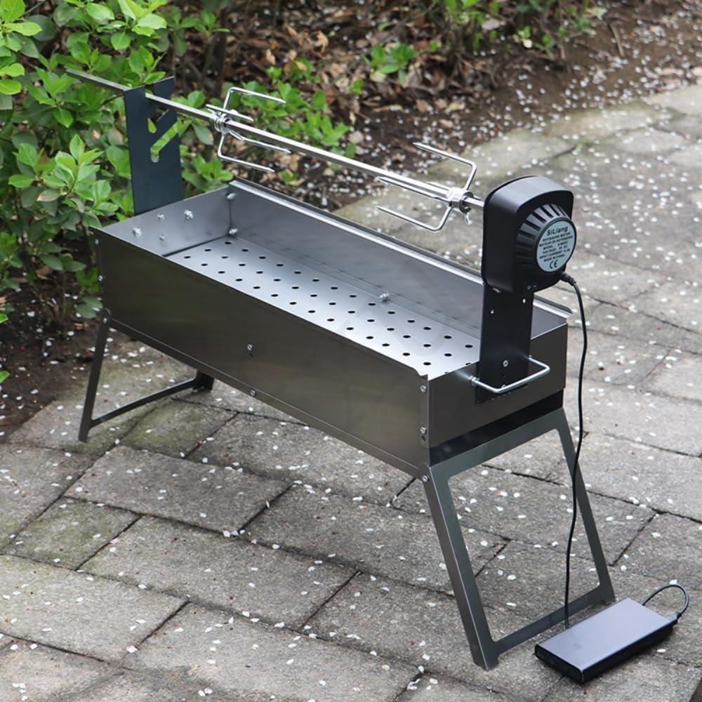 Vifxucy電気バーベキューグリル、BBQグリルツ、回転型 バーベキュー コンロ、取り外し可能なデザイン、高さ調節可能、5V電源、