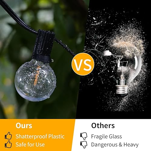 Miniatura 3 de Guirnalda de luces LED para exteriores de 30 pies, impermeable, 2200 K ST38, luces LED para exteriores para patio con 16 bombillas Edison vintage