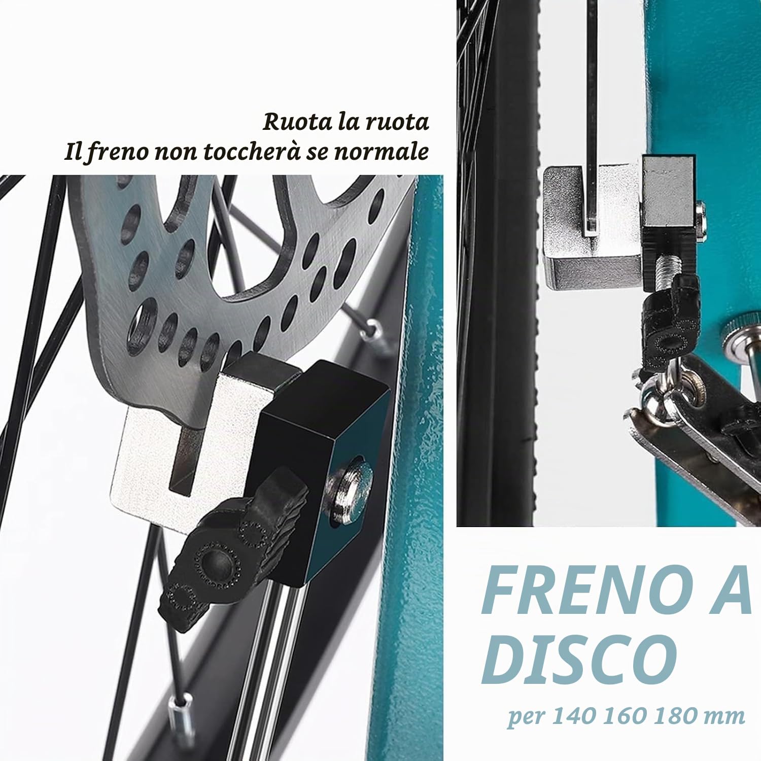 Supporto per Centrare Le Ruote della Bicicletta da 16" a 29", Cerchi di Regolazione per Bicicletta con Asta per ASSE Continuo, Acciaio al Carbonio, Larghezza Ruota Regolabile da 95 a 155 mm