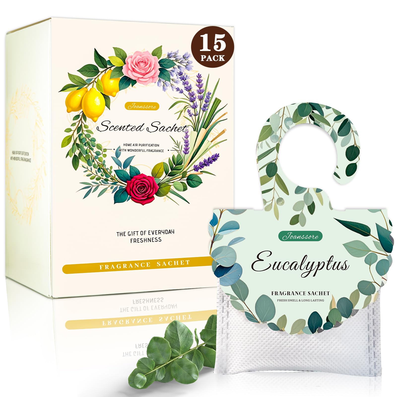 15 Packs Eucalyptus Scented Sachets Bag for Drawers and Closets, Air Freshener for Home Fragrance Sachet, Long-Lasting Hanging Closet Deodorizer Smell Goods for House