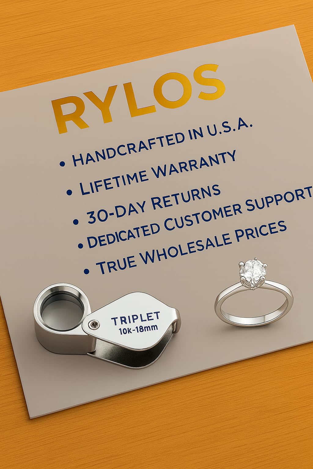Rylos - Anello da uomo classico con diamante 1/2 in argento placcato oro giallo 925 bicolore