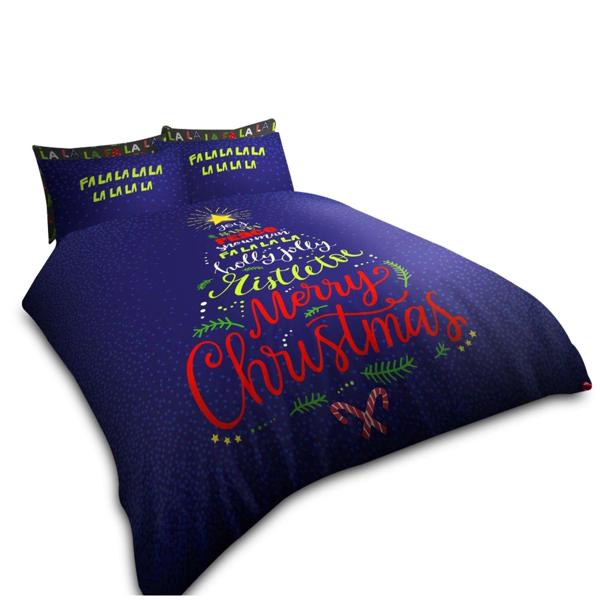 VELVETIO Luxury Tree Duvet Cover Set with Pillowcases, Soft Breathable Merry Christmas Bedding Bedset, Printed Reversible Xmas Comforter Quilt Double, Multi