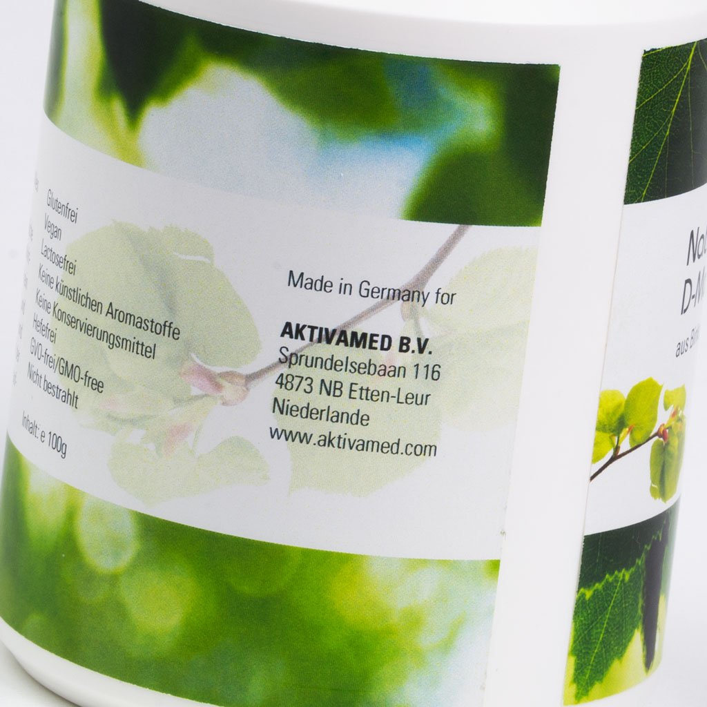 D-Mannose aus Birke vegan - diätische Behandlung gegen Blasenentzündungen, Harnwegsinfekt - 100g Natural Premium Pulver laborgeprüft - 2 Monatsvorrat (1x100g) - Made in Germany - rein! KEIN Mais