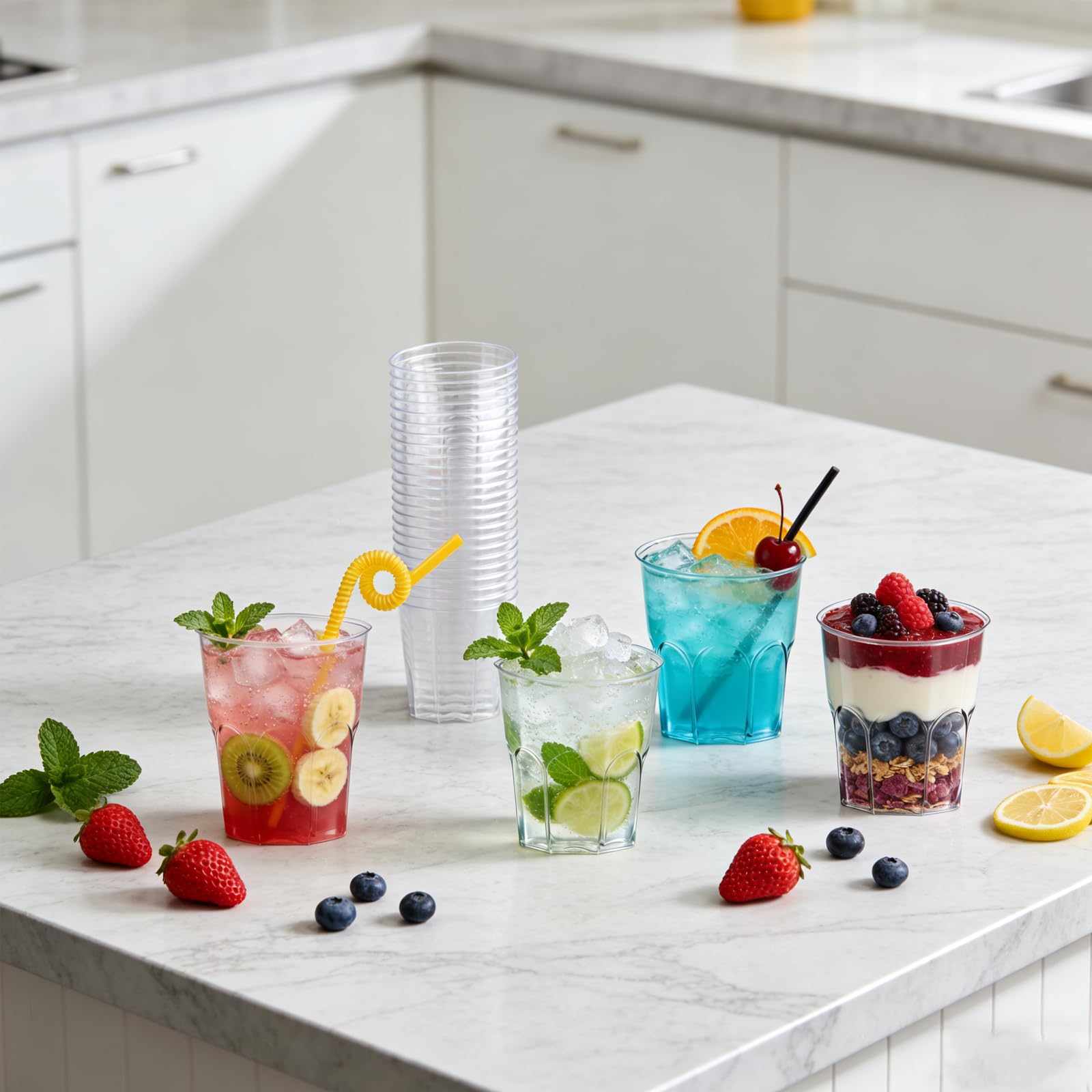 50 Pezzi Bicchieri Plastica Riutilizzabili da 220ml, Dura Bicchieri Trasparenti per Bevande, Bicchieri Plastica Rigida Lavabili per Vino, Champagne, Acqua, caffe, per Feste, Matrimon