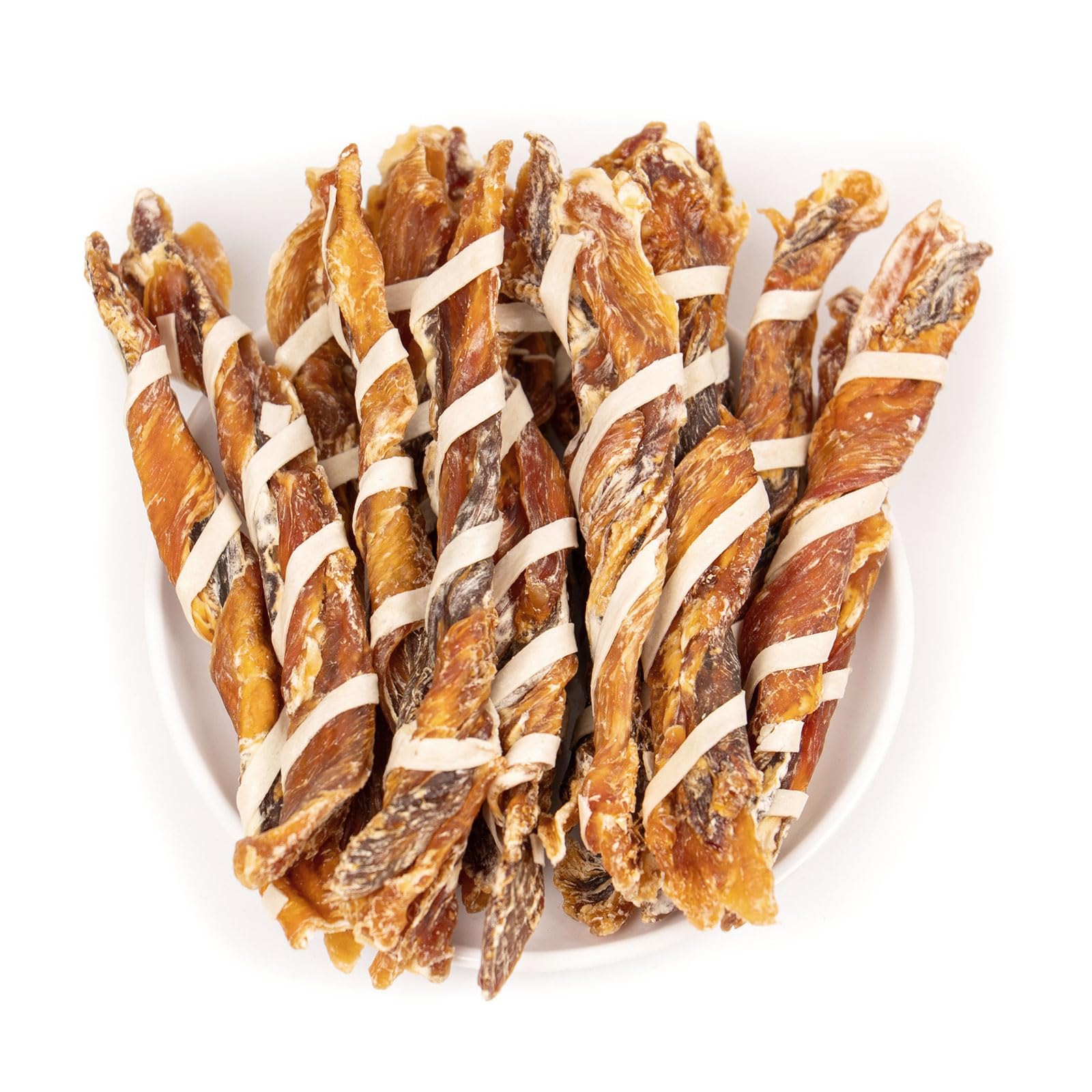MON2SUNDog Treats, Triple Flavor Jerky Twist Sticks, 5-7 Inch Chicken Duck and Codfish Sticks Chews for Small Dogs, Healthy Snacks, 10.58 oz (15 Count-Pack of 1)