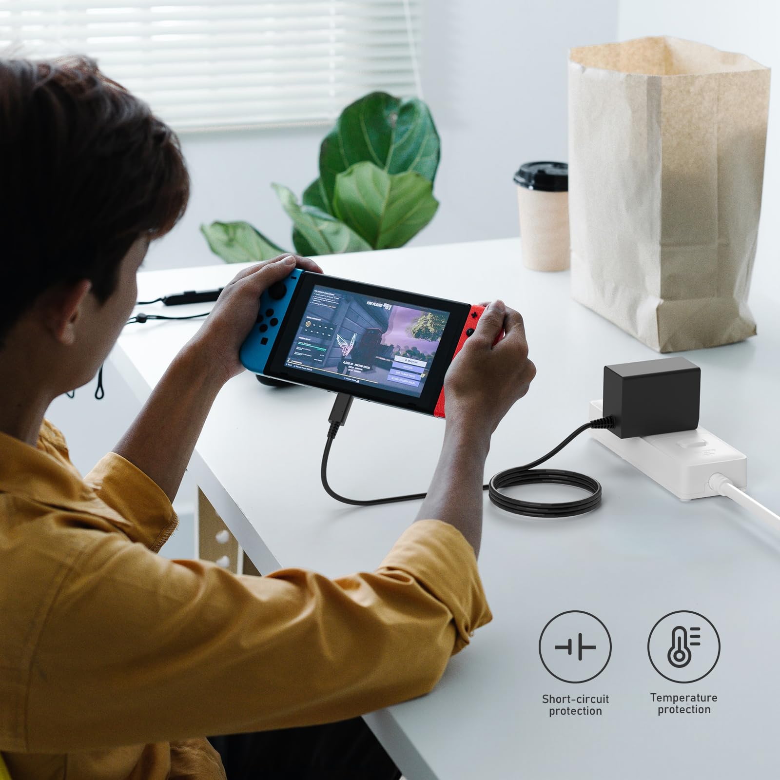 Caricatore per Nintendo Switch, 39 W, 15 V, 2,6 A, adattatore AC compatibile con Switch Lite, OLED, Steam Deck - supporta la modalità TV Fast Charging con cavo USB C da 1,5 m