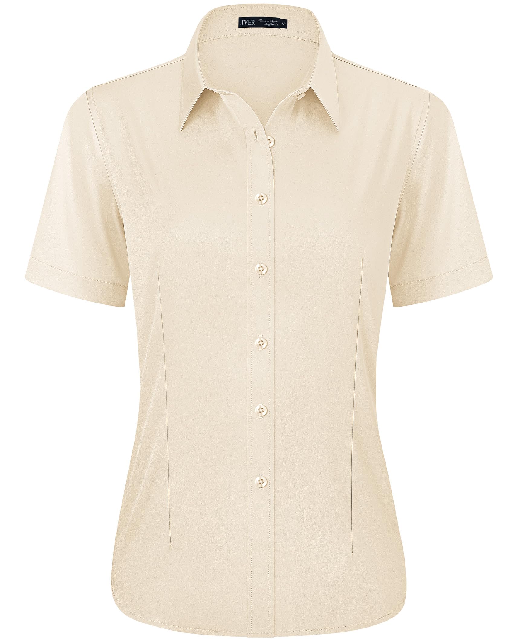 J.VER Bluse Damen Kurzarm Business Hemdbluse Bügelfrei Elegant Sommer | Knopfleiste, Luftig, Büro, Hochzeit, Service, Gastronomie, Arbeit, Party, Hochzeitsgast, Elegant, Basic, Tailliert, XS-3XL