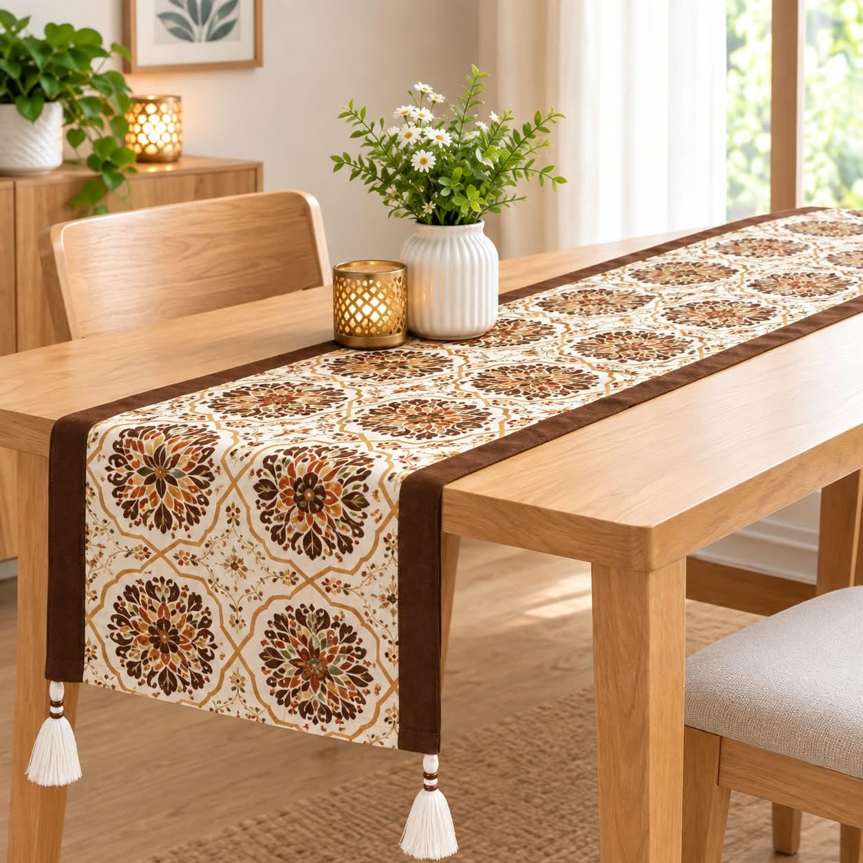 Elegant Cotton Table Runner - White -10