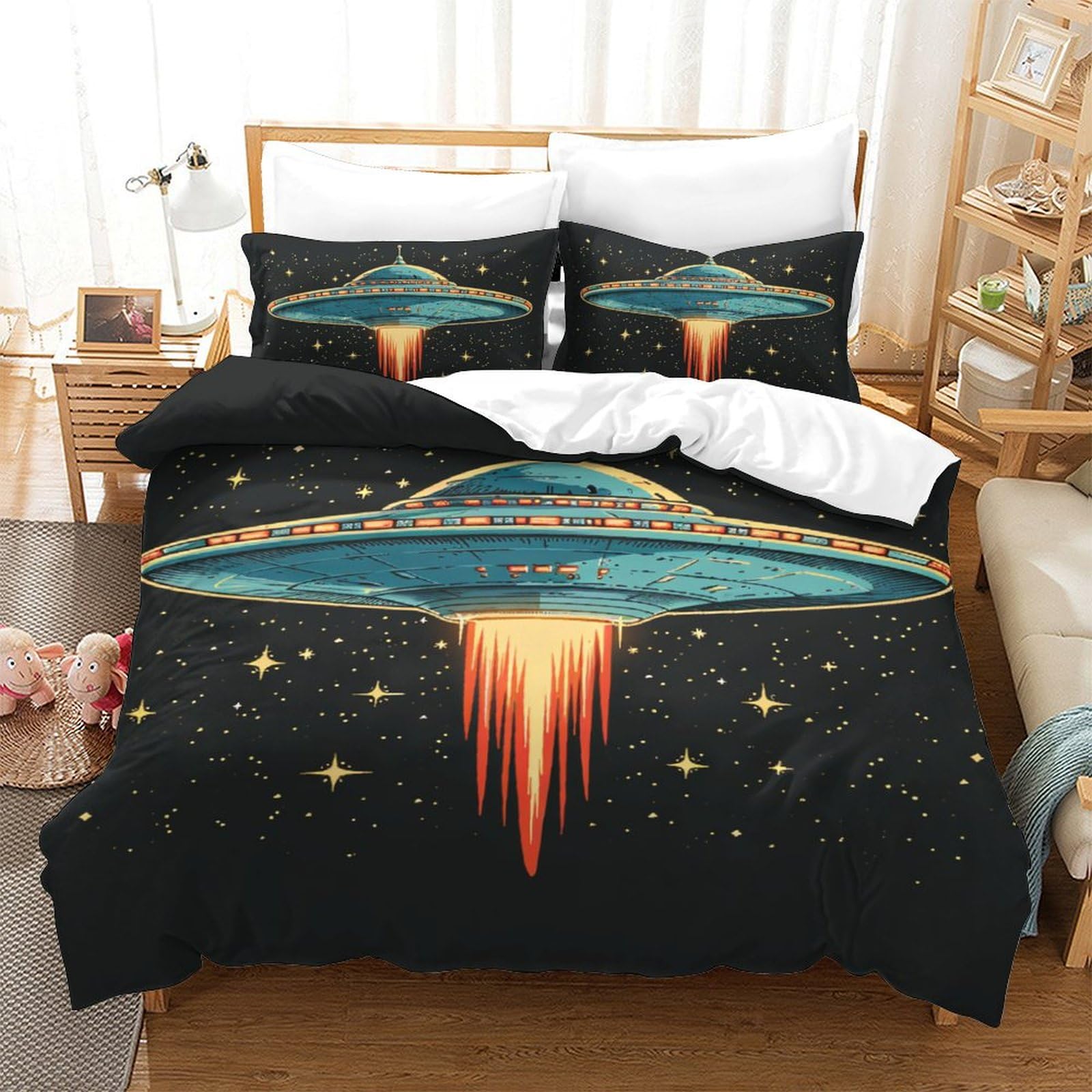 Housses de couettes 3 pièces OVNI microfibre super douce et respirante pour lit double