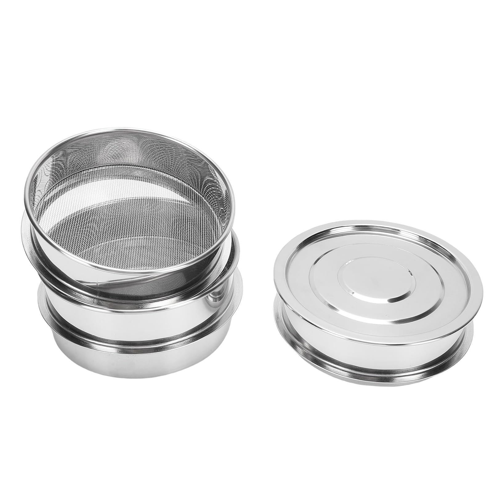 Edelstahl-Sprossenschalen-Set, 6,7 Zoll, Stapelbar, Sprossenzüchter, Netzkeimschale, Keimschale mit Drainagelöchern für Bohnen, Erbsen, Brokkoli, Weizen, Gras, Mikrogrün (4 Etagen)