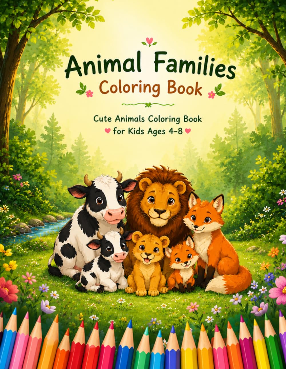 Animal Families Coloring Book: Cute Animals Coloring Book for Kids Ages 4-8, Fun and Easy Coloring Pages for Toddlers (Animal Families Coloring Collection)