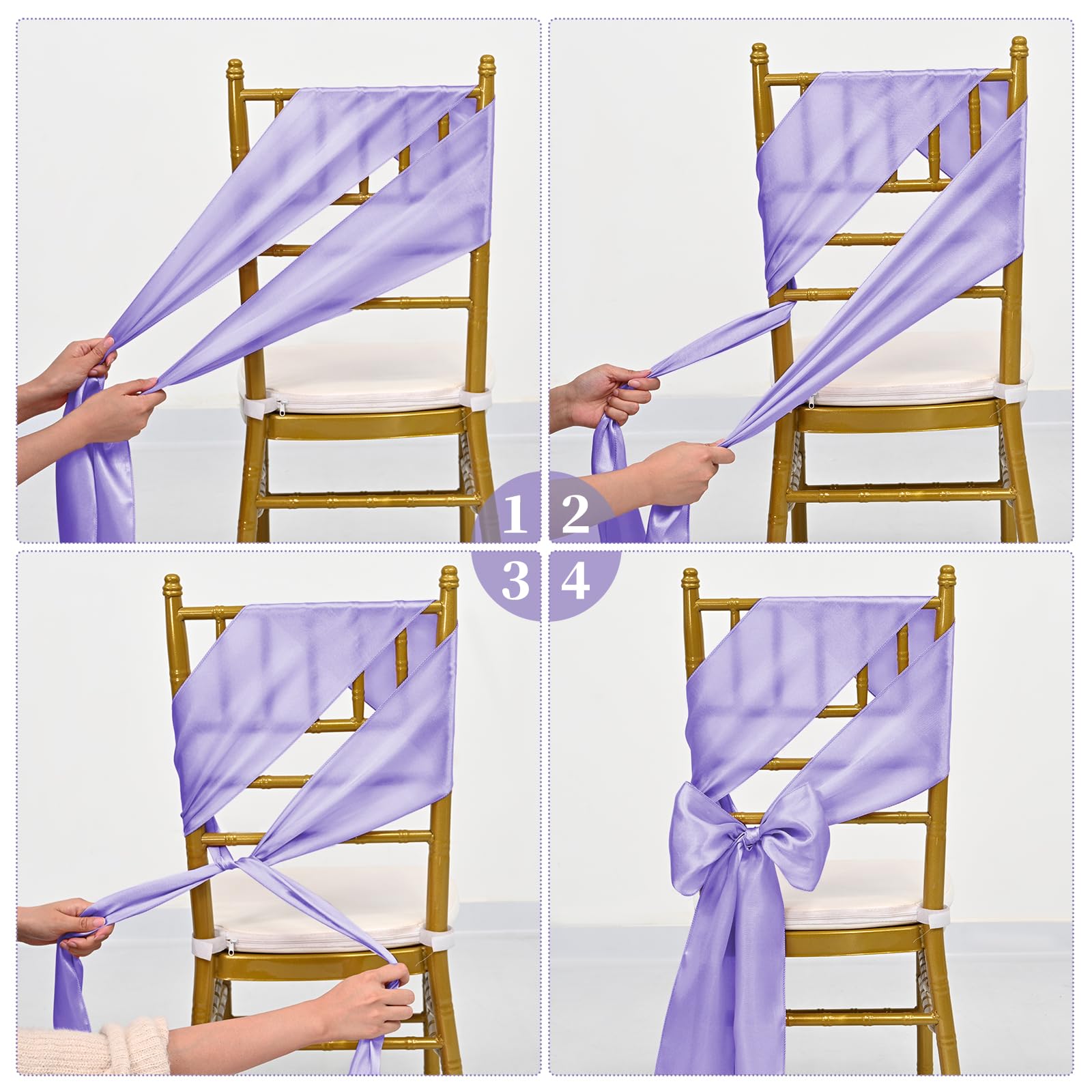 60 fasce in raso per sedie, color lavanda, decorative, per matrimoni, ricevimenti, feste, hotel, casa, cucina (lavanda)