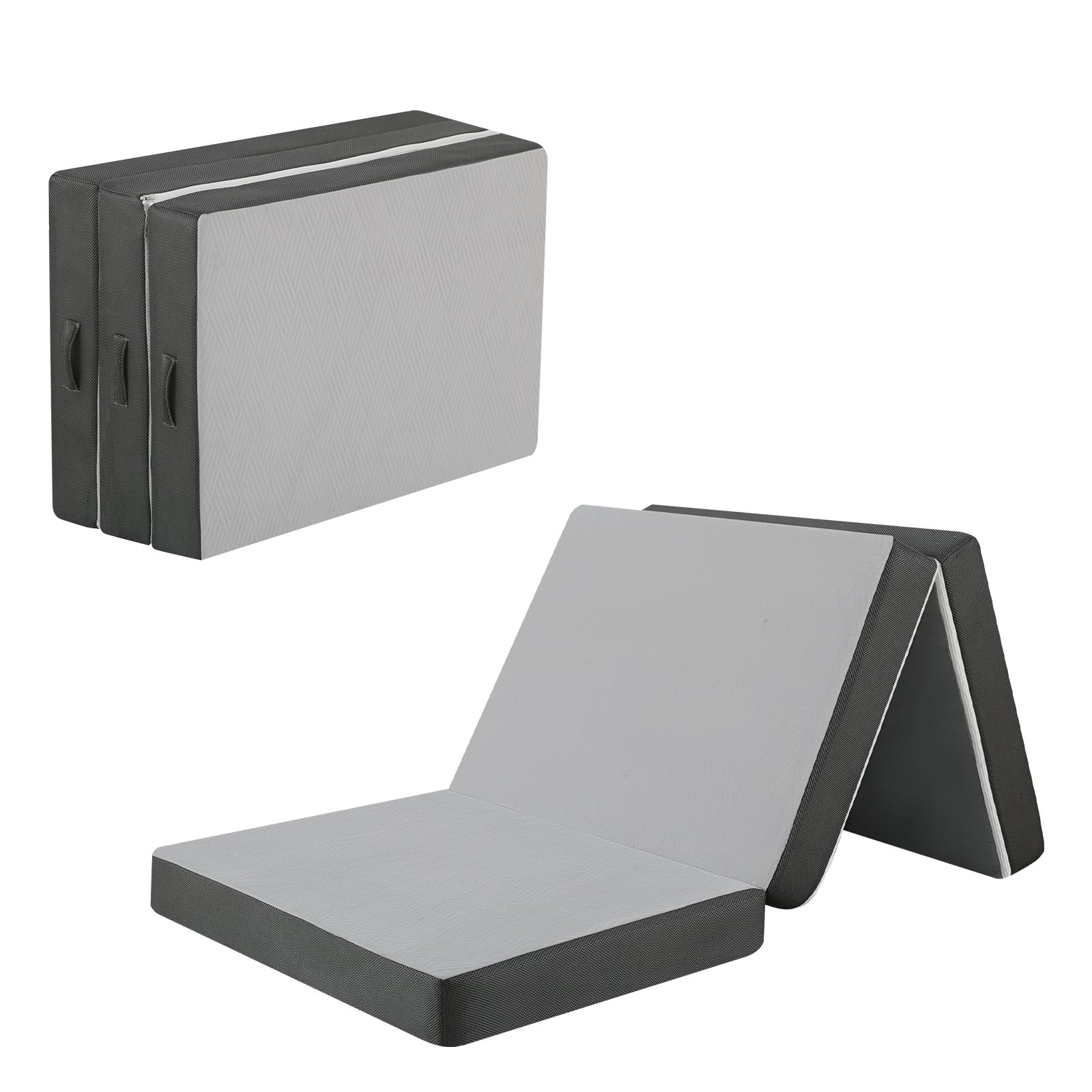 MeMoreCool Folding Mattress Small Double 190x120cm, 10cm Thick Foam Futon Foldable Mattress for Floor with Washable Cover, Portable Floor Guest Bed for Travel, Camping, Grey