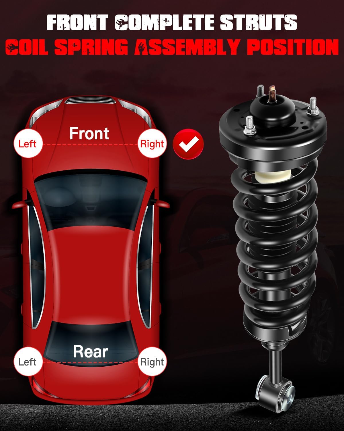 Front Complete Strut with Coil Spring Assembly for Ford for F-150 2004-2008 4.2L 4.6L 5.4L for Lincoln Mark LT 5.4L 2006-2008 4WD AWD Complete Struts Assembly 171361 Set of 2